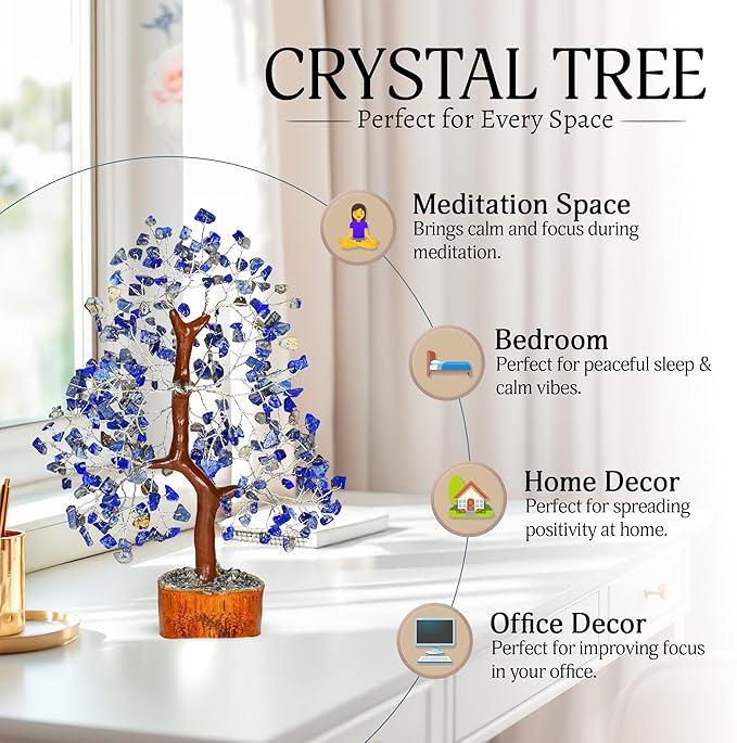 Lapis Lazuli Chakra Tree - Crystal Tree, Money Tree, Chakra Tree of Life, Healing Stone, Gemstones and Crystals, Crystal Tree for Positive Energy