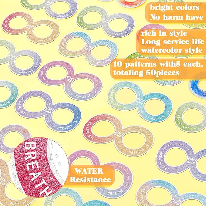 Crtiin 50 Pieces Anxiety Sensory Stickers for Anxiety Relief Items Mental Health Stickers Fidget Textured Strips for Office Classroom Desk Relieve Adult Stress(Dreamy Style)