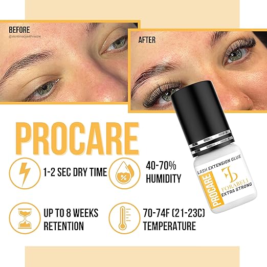 Forabeli Pro Care Lash Extension Glue, 1–2 Sec Fast Dry, 8 Week Retention, Advanced Bonding System, Professional Eyelash Extension Glue, Lash Adhesive for Eyelash Extensions