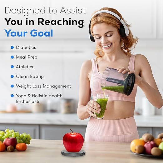 Food Scale, Portable, Rechargeable Travel Size. Smart Calories Calculator for Weight Loss, Nutrition, Diabetes, Meal Prep, Diet - Pocket Digital Coffee Scales - Free GOURMETMILES App