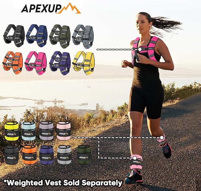APEXUP 10lbs/Pair Adjustable Ankle Weights for Women and Men, Modularized Leg Weight Straps for Yoga, Walking, Running, Aerobics, Gym