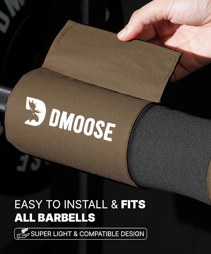 DMoose Fitness Barbell Pad for Hip Thrust, Squat & Lunges - Non-Slip Thick Foam Cushion for Neck and Back Support with Two Straps - Hip Thrust Pad for Leg Day - Fits All Olympic Bars and Smith Machine