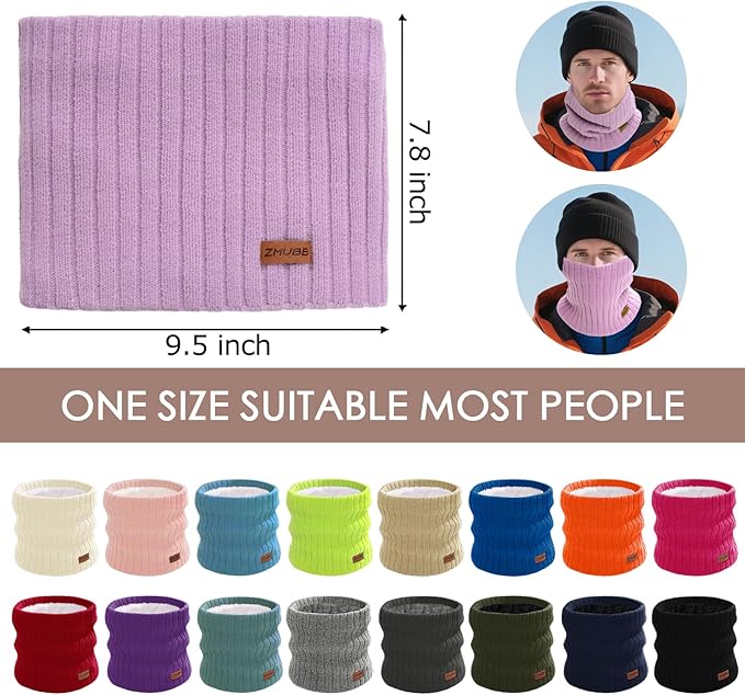Neck Warmer Gaiter, Winter Fleece Lined Face Mask Scarf for Men Women, Thick Warm Cold Weather Running Ski Neck Cover