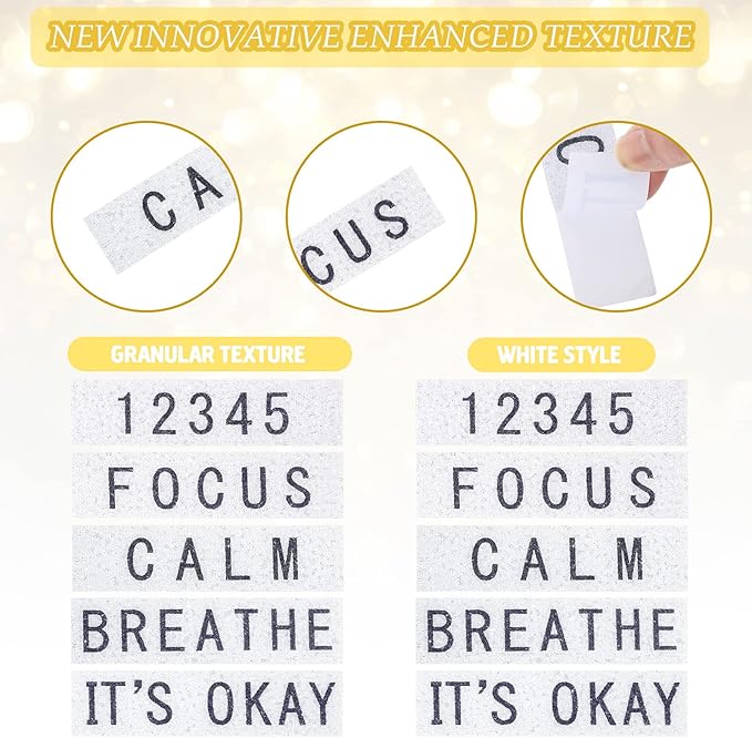 Crtiin 50 Pieces Anxiety Sensory Stickers for Anxiety Relief Items Mental Health Stickers Fidget Textured Strips for Office Desk Relieve Adult Stress(White Back)