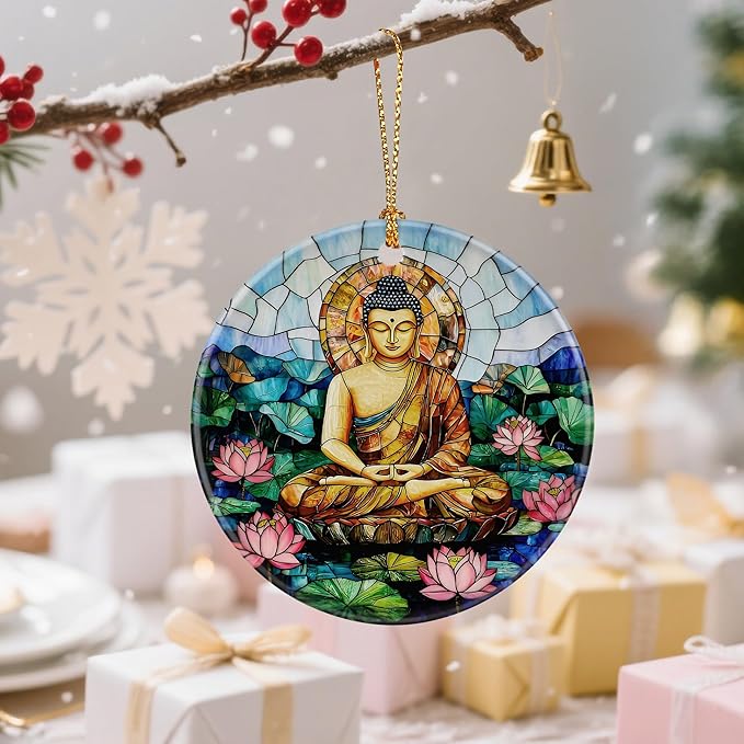 Buddha Meditation Ornament – Christmas Ornament, Christmas Tree Decoration & Perfect Holiday Decor, Namaste Decor | Gifts for Yoga, Meditation, and Mindfulness Practitioners