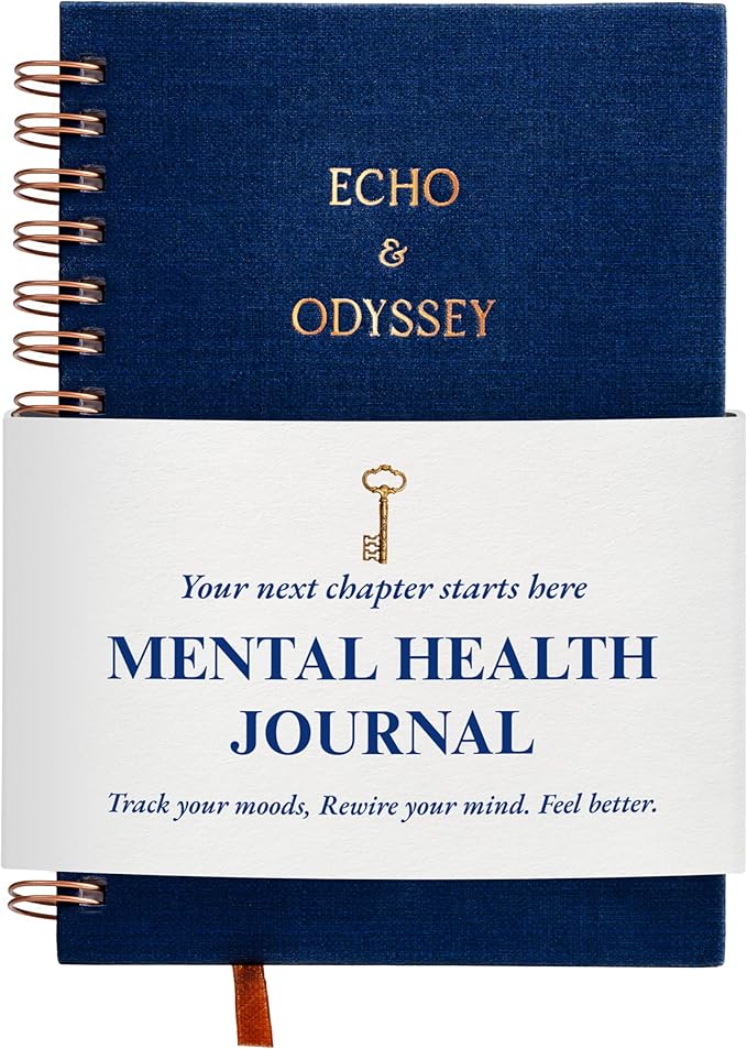 Mental Health Journal – Guided Mood Tracker & Anxiety Journal with Prompts for Mindfulness, Stress Relief, Gratitude, and Daily Reflection – Echo & Odyssey