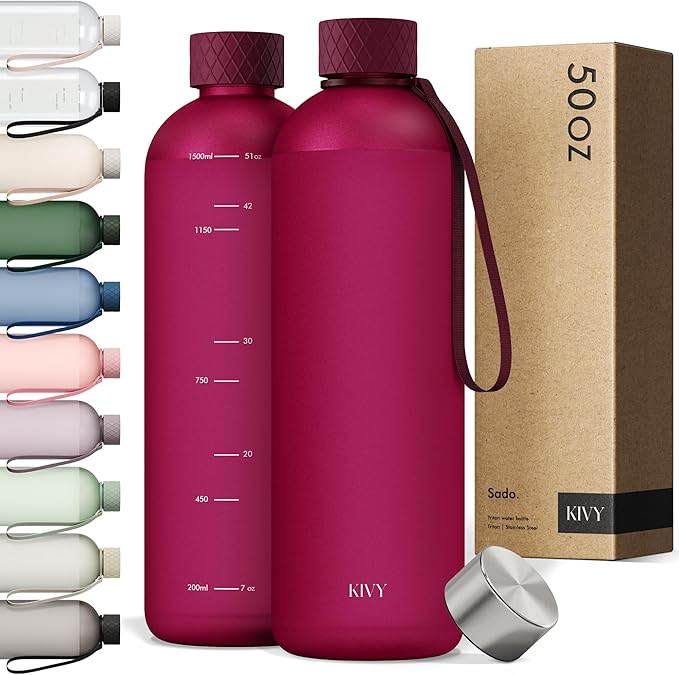 KIVY Tritan Water Bottle 2nd Generation (Dark Ruby, 50oz)