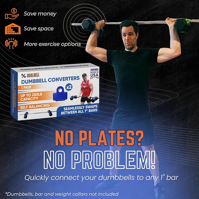 Dumbbell Barbell Converter - Dumbbell Converter Home Gym Equipment, for 1" Standard Bars, Up to 250lb Capacity Barbell Adapters- Versatile Weight Lifting Set, Suitable for Men and Women