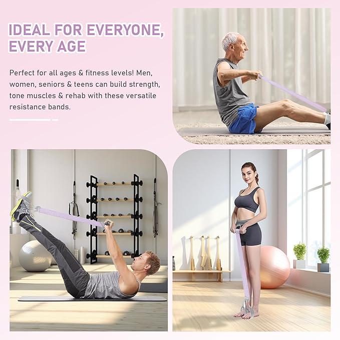 Fabric Resistance Band with Handles, 120LB Fitness Resistance Bands for Women, Beginner-Friendly Yoga Training Equipment, Full-Body Exercise Band for Chest, Glutes, Legs & Core Muscles