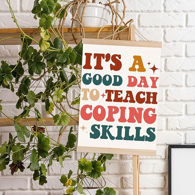 DNEULYR It's a Good Day to Teach Coping Skills Mental Health Wall Art Poster, Motivational Psychology Wall Decor for Classroom Therapy Office School Counseling Office, 12x16 Inches