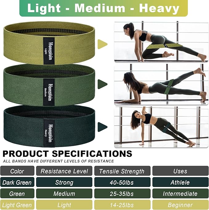 Resistance Bands for Working Out, 3 Levels Exercise Bands Workout Bands Set for Women Men, Hip Legs Booty Bands for Home Fitness, Gym, Yoga, Pilates