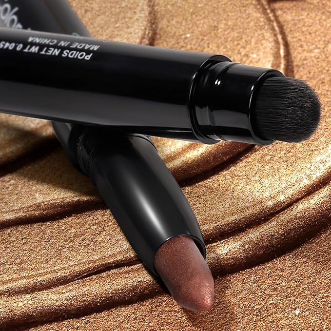 Longwear Cream Eye Shadow Sticks(11 Sand Shimmer),Smudge-Proof, Waterproof Eyeshadow,Silky Formula Glitter With Makeup Brush,Brown Eyeshadow Stick