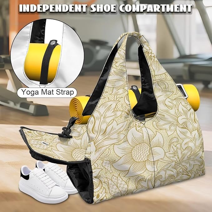 Yoga Mat Bag for Women Men Large Carryall Tote with Adjustable Shoulder Strap for Gym Yoga Travel Pilates Office