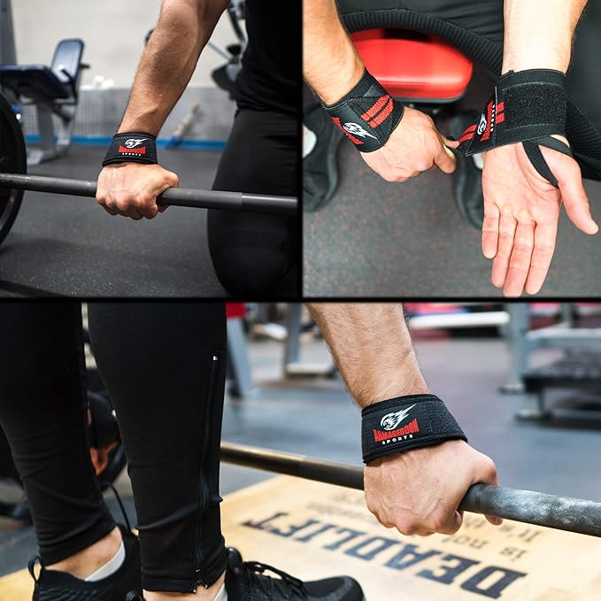 Premium Wrist Weightlifting Straps Pair + Wrist Wraps Pair + Carry Bag, Perfect Weight Lifting Bundle, Heavy Duty Made for Deadlifts, Gym, Powerlifting, Strong Grip Support - For Men and Women