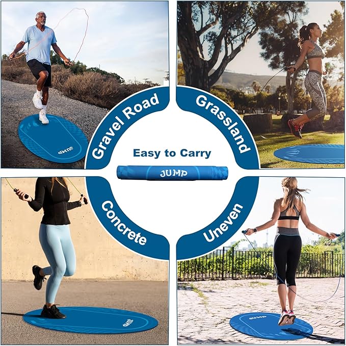 Jump Rope Mat Outdoor Indoor, Oval 52'' x 36'' Non-slip Fitness Exercise Mat, 5mm Shock Absorption Extra Thick Design, Suitable for Home Gym Floor, Concrete Jump Roping