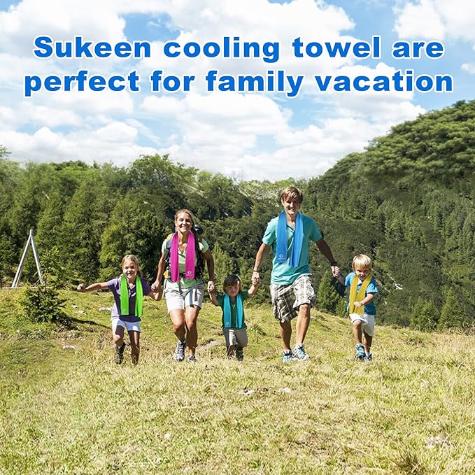 Sukeen [4 Pack Cooling Towel (40"x12"), Soft Breathable Chilly Microfiber Towel for Yoga,Sport,Running,Gym,Workout,Camping,Fitness,Workout & More Activities