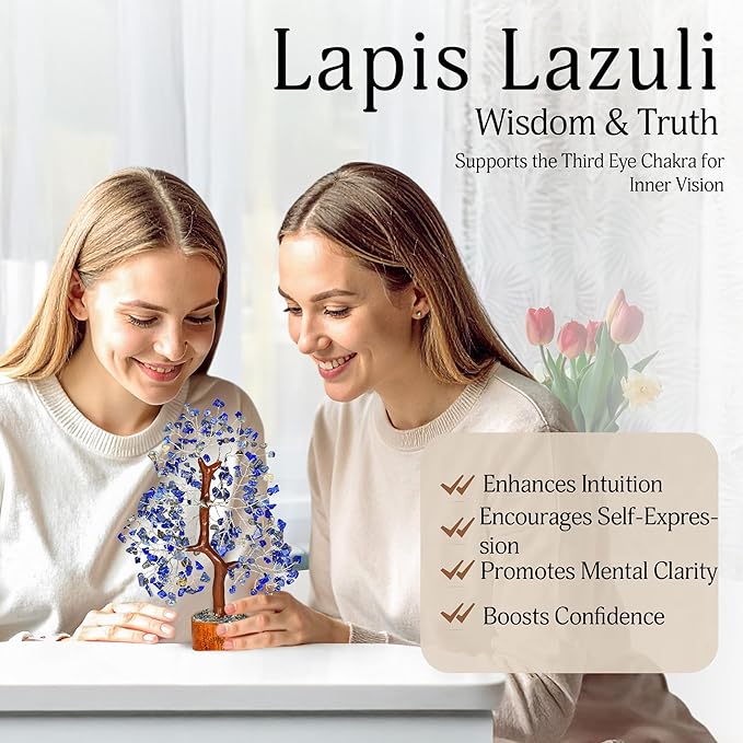 Lapis Lazuli Chakra Tree - Crystal Tree, Money Tree, Chakra Tree of Life, Healing Stone, Gemstones and Crystals, Crystal Tree for Positive Energy