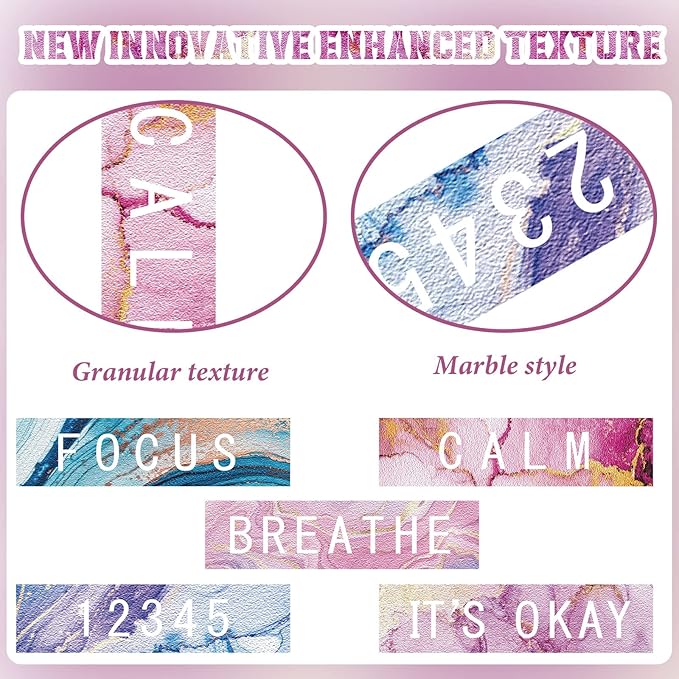 Crtiin 50 Pieces Anxiety Sensory Stickers for Anxiety Relief Items Mental Health Stickers Fidget Textured Strips for Office Classroom Desk Relieve Adult Stress(Mable Style)