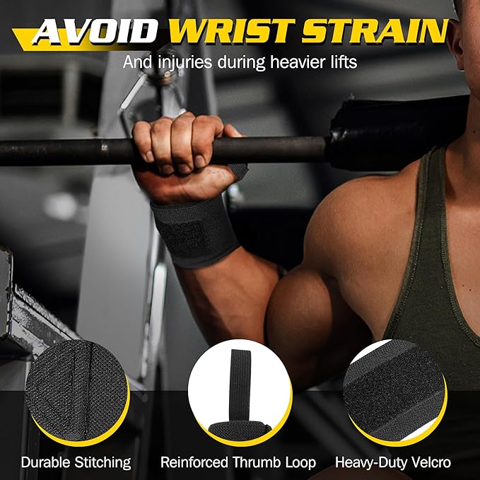Lifting Straps Wrist Wraps Weightlifting Training: Heavy Duty Gym Support for Men Women Boost Grip Wrist Stability
