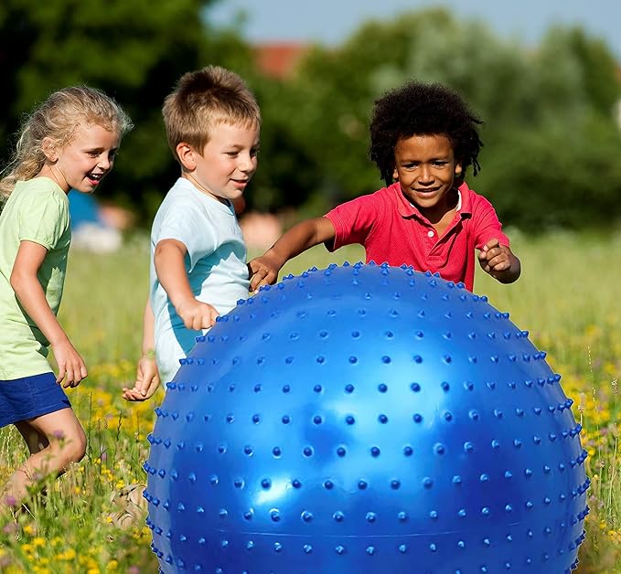 Large Sensory Massage Ball for Kids,2-Pack 33.5" 85CM Bouncy Exercise Balls, Big Inflatable Toys with Tactile Spikes, Outdoor Giant Yoga Balls, Large Beach Ball (2 Black)