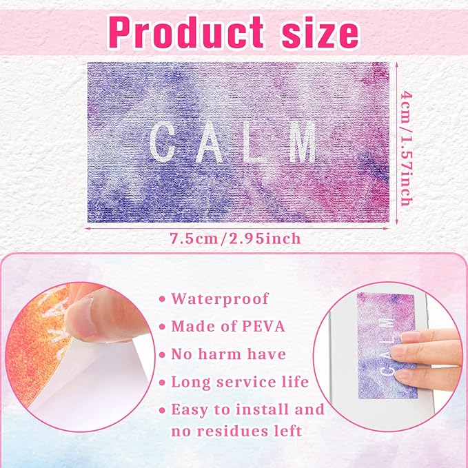 Crtiin 50 Pieces Anxiety Sensory Stickers for Anxiety Relief Items Mental Health Stickers Fidget Textured Strips for Office Classroom Desk Relieve Adult Stress(Bright Style)