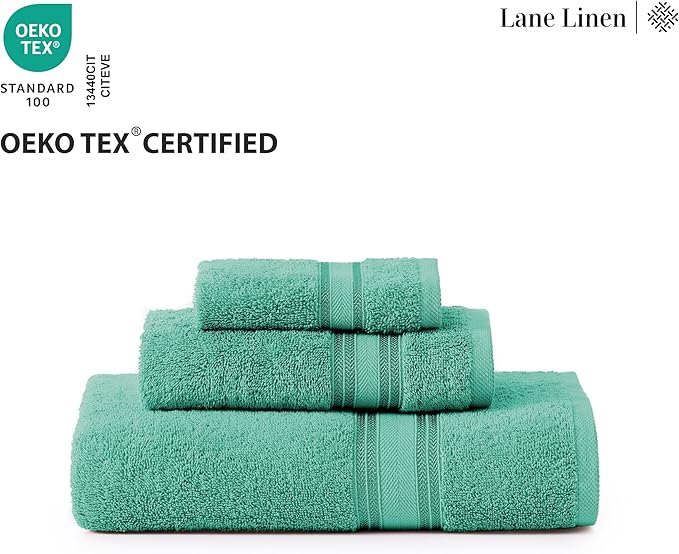 LANE LINEN Luxury Bath Towels Set - 12 Piece Set, 100% Cotton Bathroom Towel, Zero Twist, Quick Dry Shower Towels, Absorbent Towel, Super Soft, 4 Bath Towels, 4 Hand Towels, 4 Wash Cloths - Teal