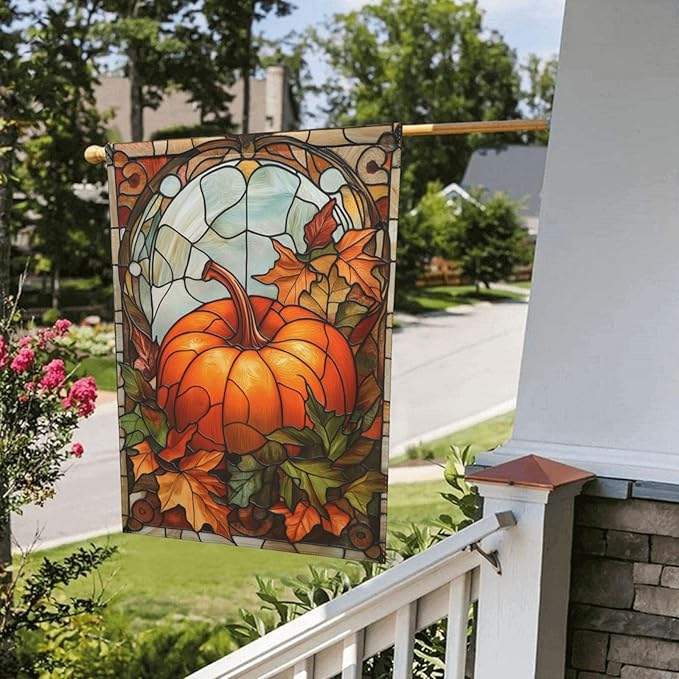 Pumpkin Fall Garden Flag 12x18 In Double Sided Yard Flags Lawn Sign Decor No Flagstand