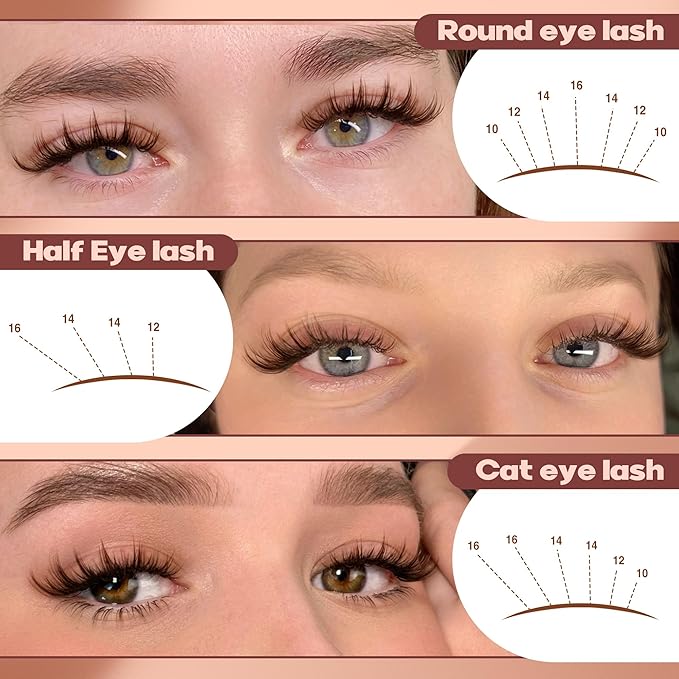 Focipeysa Brown Lash Clusters Wispy Eyelash Extensions Spiky Lash Extension Natural Eyelash Extension 10-16mm Eyelash Clusters Brown Fairy Individual Lashes Clusters C Curly DIY Salon Effect Lashes