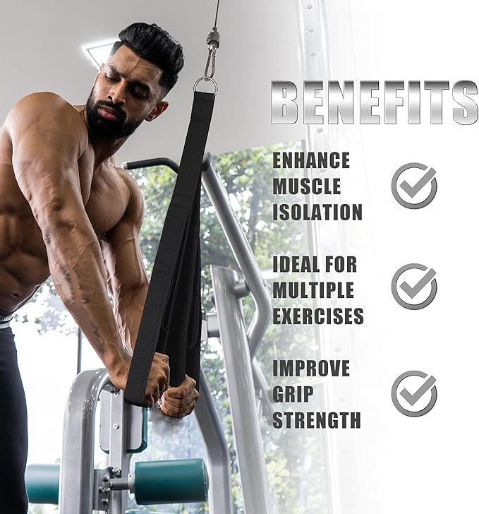EVMT Tricep Rope 27 inch & 20 inch for Cable Machine – LAT Pulldown Attachments, Heavy-Duty Triceps Pull Down Rope, Gym Strength Training, Home Pulley System, Cable Accessories, Workout Equipment