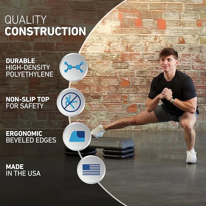 Freestyle STEP Exercise Step Platform, Circuit Size Stepper for Exercise at Home with 2 Risers
