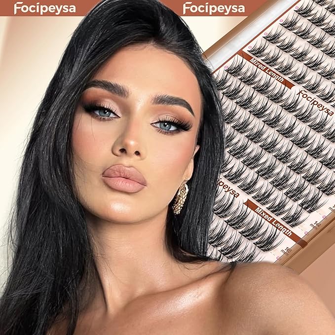 Focipeysa Manga Eyelashes Clusters Wispy Eyelashes Extensions 12-16mm Natural Manga Eyelash Clusters Salon Effect Pestañas Postizas Naturales Spiky Individual Lash Extensions at Home