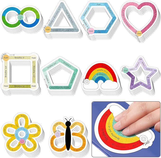 Crtiin 50 Pieces Anxiety Sensory Stickers for Anxiety Relief Items Mental Health Stickers Fidget Textured Strips for Office Classroom Desk Relieve Adult Stress(Lovely Style)