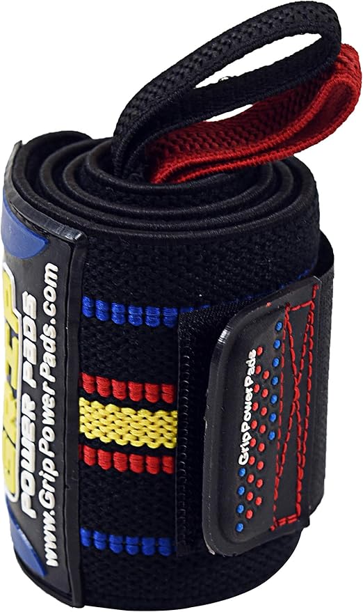 Grip Power Pads Wrist Wraps 2 Wraps for Weight Lifting Wrist Support Cotton Wraps Gym Bandage Straps for Men & Women Premium Quality & PRO Rubber