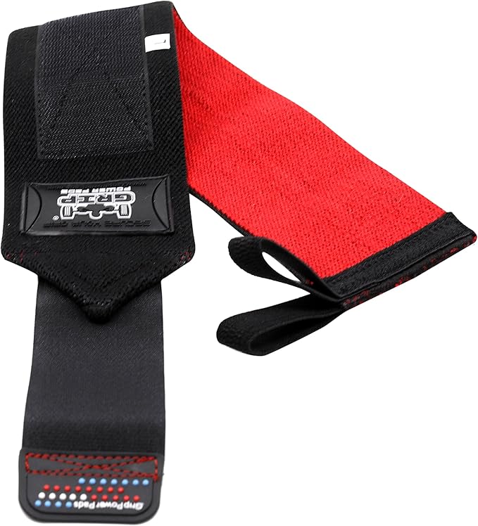Grip Power Pads Wrist Wraps 2 Wraps for Weight Lifting Wrist Support Cotton Wraps Gym Bandage Straps for Men & Women Premium Quality & PRO Rubber
