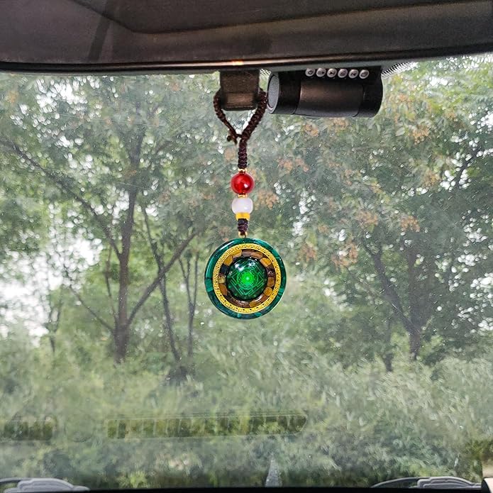 Day Day Up Orgonite Necklace - Sri Yantra Rotatable Pendant For Anti Stress Anxiety & Meditation - Malachite And Tiger Stone For Spiritual Healing & Positive Energy