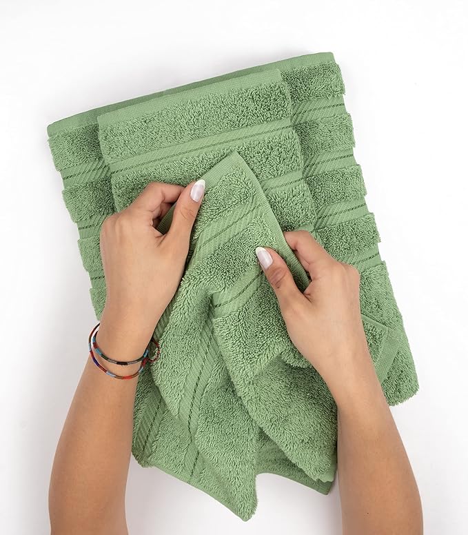 American Soft Linen Luxury 4 Piece Bath Towel Set, 600 GSM 100% Cotton Turkish Bath Towels for Bathroom, 27x54 in Large Bathroom Shower Towels, Sage Green
