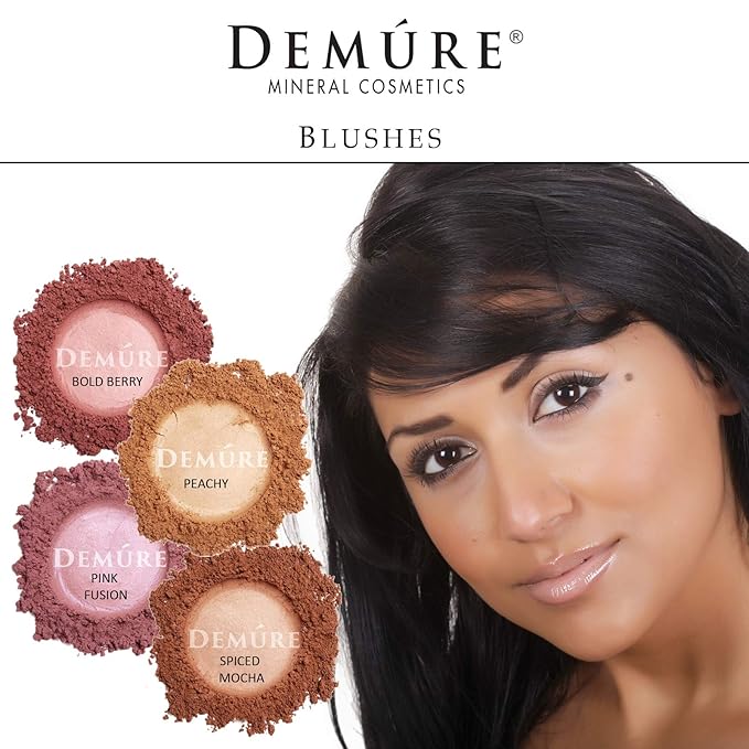 Demure Mineral Blush Powder (Peachy) - Natural, Professional, Loose Powder Makeup - Cruelty Free
