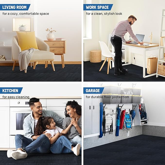 Yes4All 48SQ.FT Wood Grain Puzzle Exercise Mat Protective Flooring, EVA Interlocking Foam Floor Tiles with Border for Home