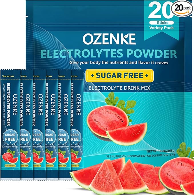 Electrolytes Powder Packets, Hydration Packets, Electrolytes Sugar Free, Portable Electrolyte Drink Mix for Rapid Hydration, No Sugar & Low Sodium | 0 Calorie | Watermelon Flavor | 20 Sticks