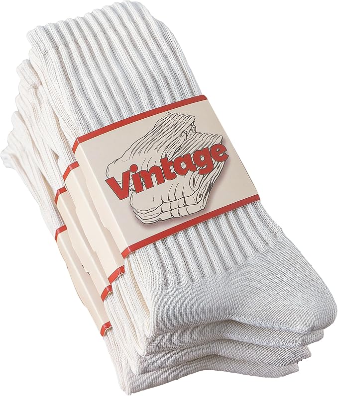 4 Pairs Natural 98% Cotton Crew Socks - Seamless, Breathable, Cozy Fall & Winter Socks for Women & Men