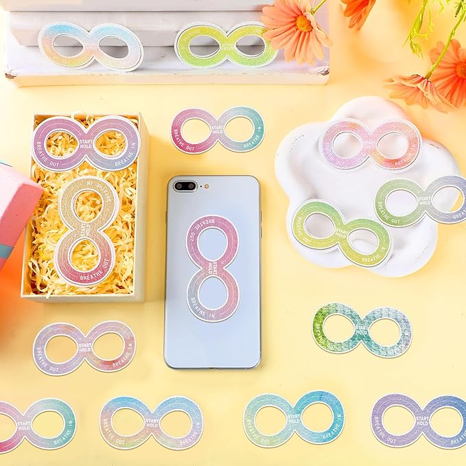 Crtiin 50 Pieces Anxiety Sensory Stickers for Anxiety Relief Items Mental Health Stickers Fidget Textured Strips for Office Classroom Desk Relieve Adult Stress(Dreamy Style)