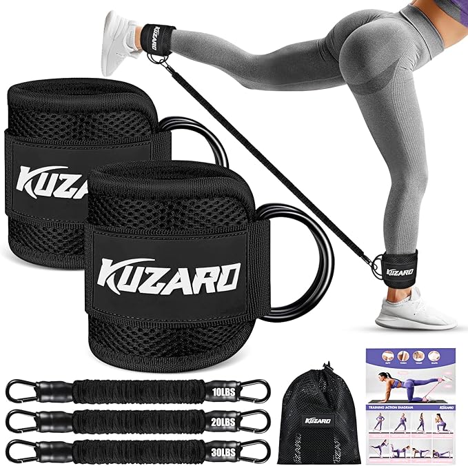 Ankle Resistance Bands with Cuffs, Ankle Weights Bands for Working Out, Women Leg and Glutes Workout Equipment, Exercise Bands for Kickbacks, Butt and Booty Trainer, Home Gym Fitness Equipment