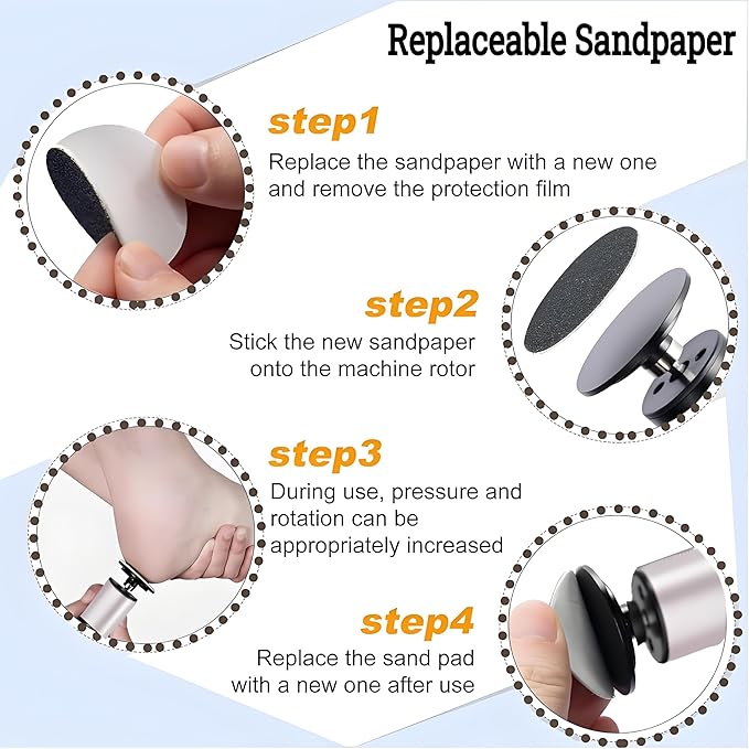 Foldable Electric Foot Callus Remover, Foot Files, 9-Speed Foot Sander Pedicure Tools for Feet Dead Skin with Sandpaper Disk and Nail Drill Bits(Rose Gold)