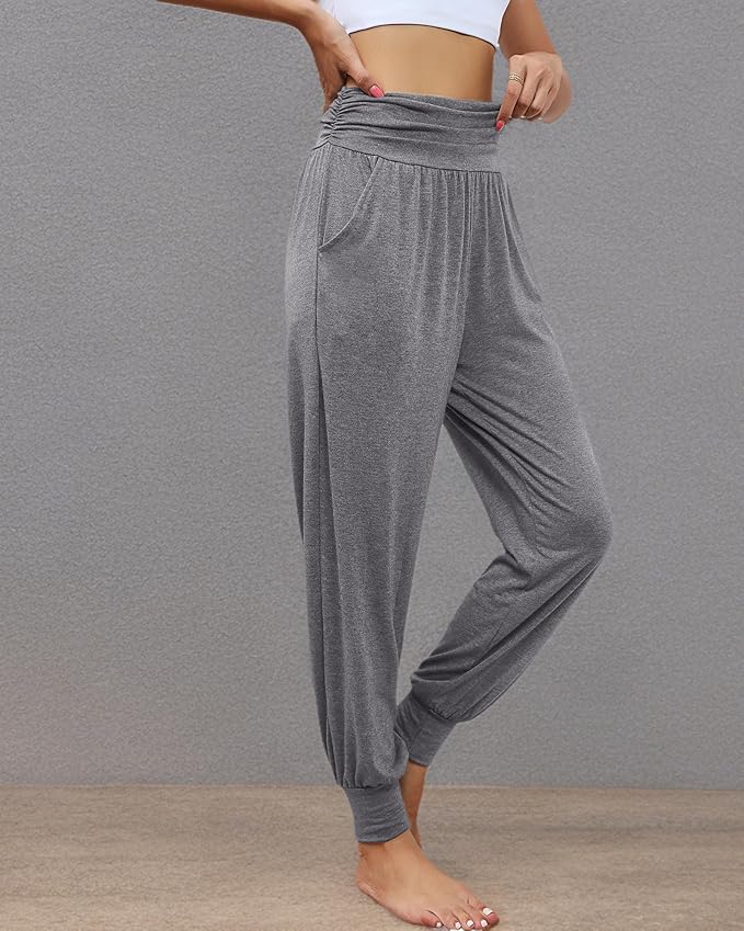 2 Pack Women's Yoga Joggers, Cozy Sweatpants with Pockets Casual Loose Comfy High Waisted Lounge Pants