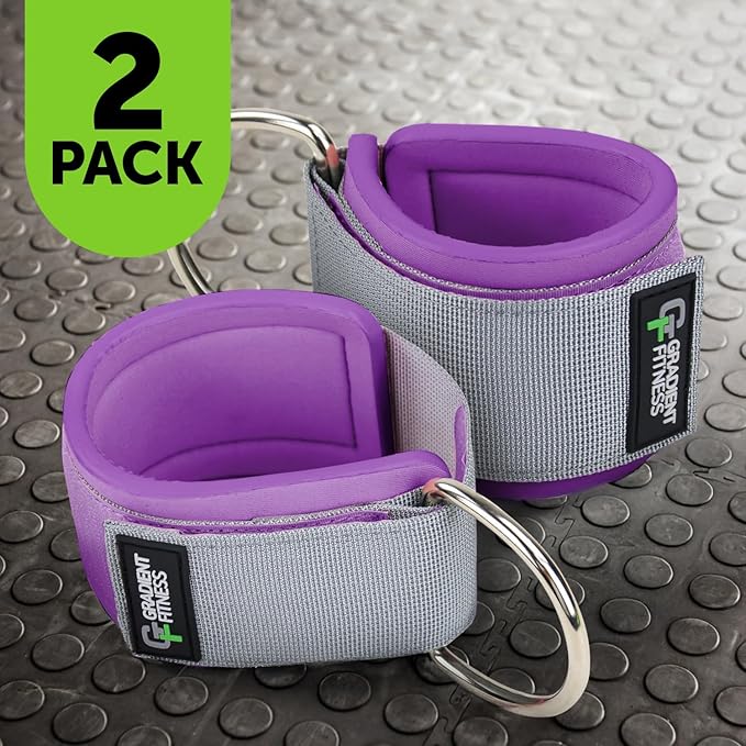 Gradient Fitness Ankle Straps (2 Pack) | Ankle Strap for Cable Machine, Ankle Bands for Working Out, Cable Ankle Strap