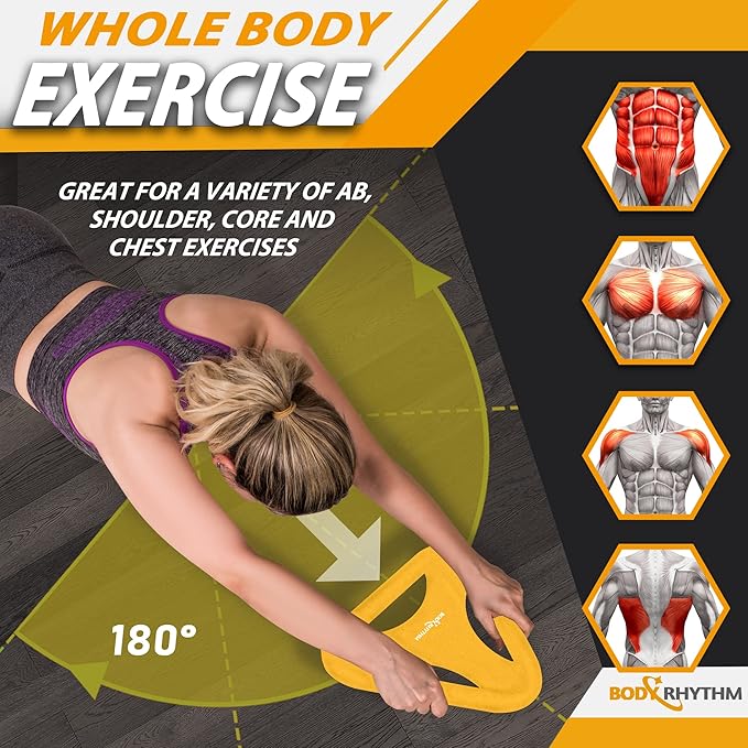 BODY RHYTHM Abdominal & Core Coaster Strength Workout Trainer, Ab Wheel Roller Exercise Machine with Knee Mat for Home Gym Workout Fitness.