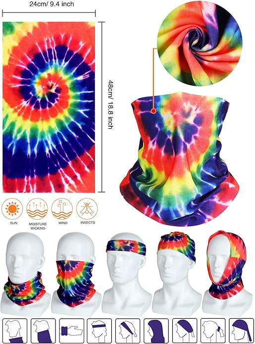 Frienda Hippie Costume Set, Hippie Sunglasses, Peace Sign Necklace and Tie Dye Headband for 60s 70s Accessories