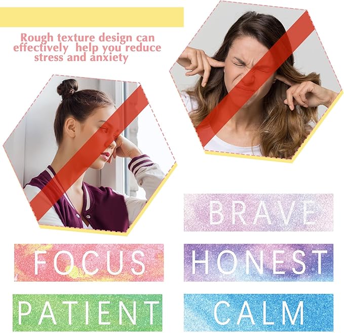 Crtiin 50 Pieces Anxiety Sensory Stickers for Anxiety Relief Items Mental Health Stickers Fidget Textured Strips for Office Classroom Desk Relieve Adult Stress(Sweet Style)