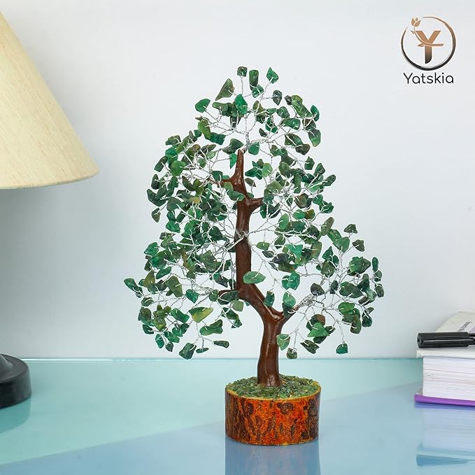 YATSKIA Green Aventurine - Crystal Tree, Gemstone Tree, Chakra Tree of Life, Balancing Tree, Healing Crystal, Crystal and Stone Decor, Fungshui Decorations, Positive Energy Gifts for Women