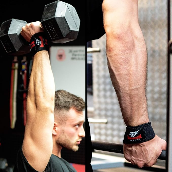 Premium Wrist Weightlifting Straps Pair + Wrist Wraps Pair + Carry Bag, Perfect Weight Lifting Bundle, Heavy Duty Made for Deadlifts, Gym, Powerlifting, Strong Grip Support - For Men and Women